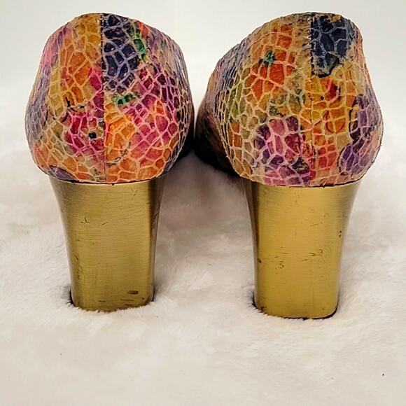 Proxy Women's Multi Colored Floral High Heels Made in Spain Gold Heels Size 10M - Picture 10 of 10